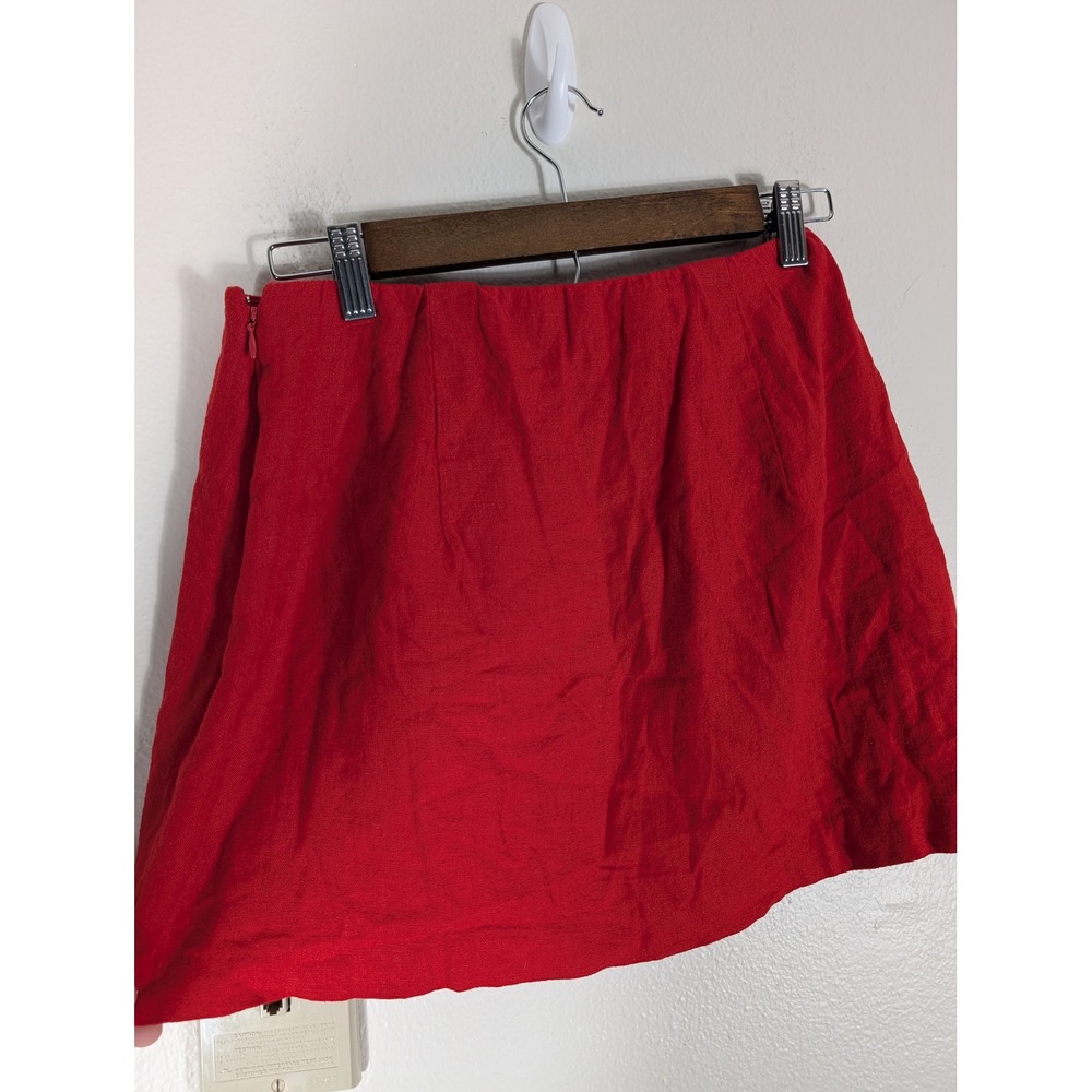 Abercrombie & Fitch Women's S Scarlett Mini Skort Red Curve Love Linen Viscose
